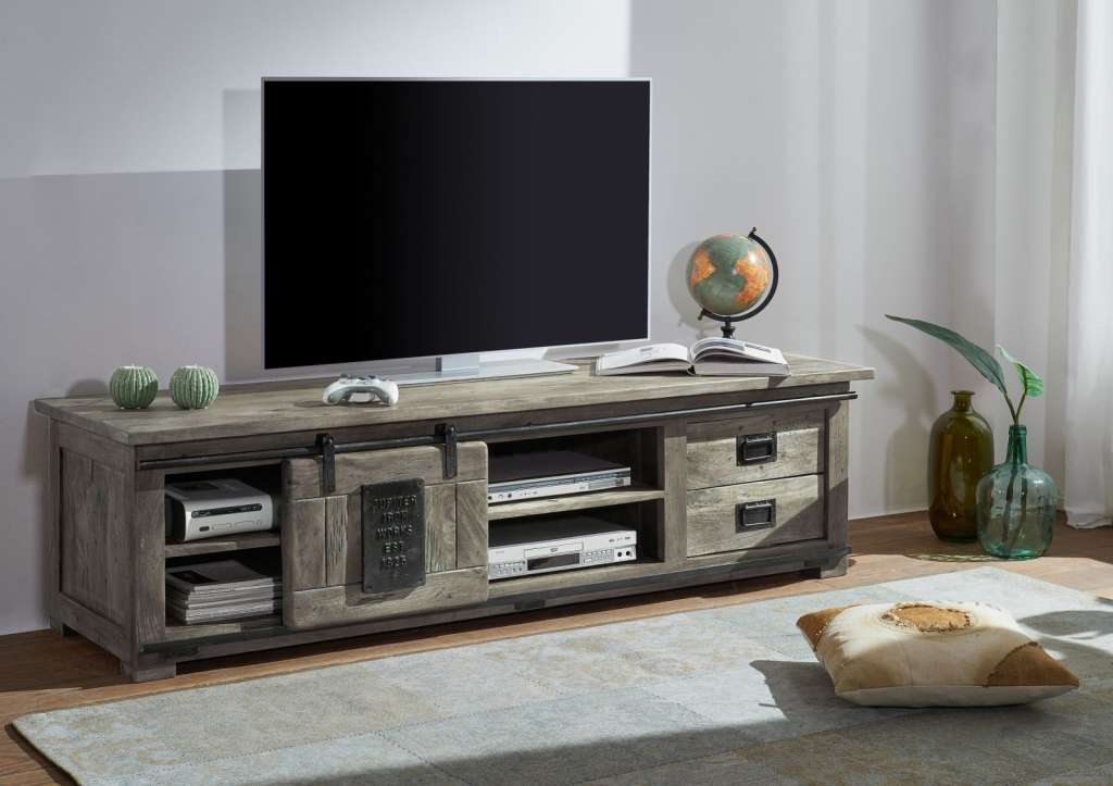 TV-Board Mango 180x55x50 grau lackiert RAILWAY #245