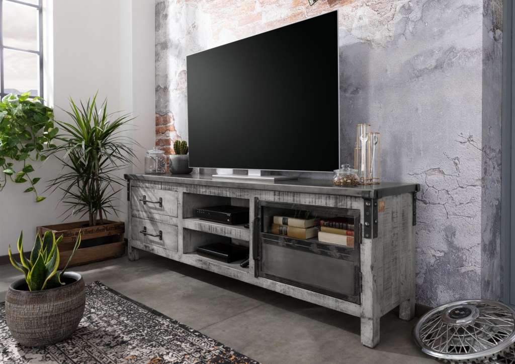 TV-Board Mango 190x40x60 grau lackiert HEAVY INDUSTRY #134