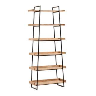 Standregal aus Akazie Massivholz und Stahl 80 cm breit