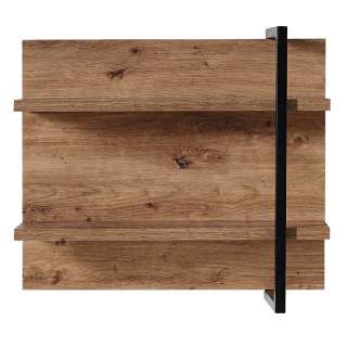 Wandhängeregal in Eiche dunkel Optik und Schwarz 60 cm breit