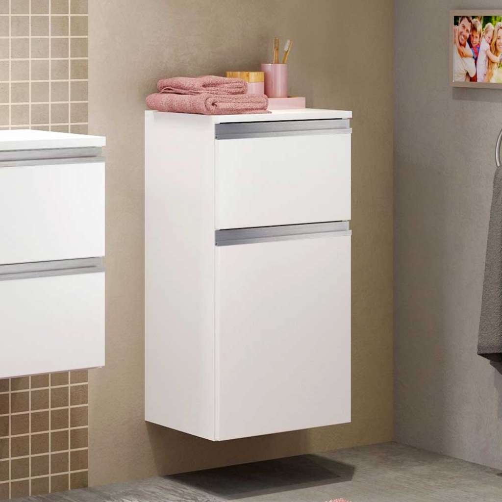 Badezimmer Unterschrank in Weiß Griffmulden