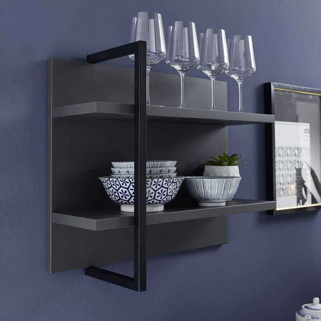 Wandregal in dunkel Grau und Schwarz 60 cm breit