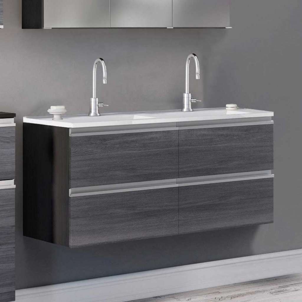 Waschtisch in Eiche Grau Optik vier Schubladen