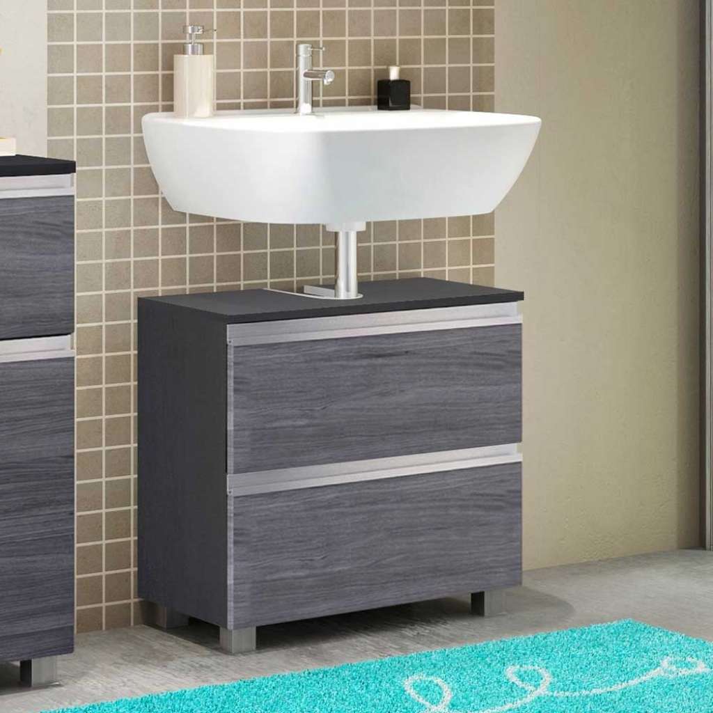 Waschtischunterschrank in Eiche Grau Optik Klappe