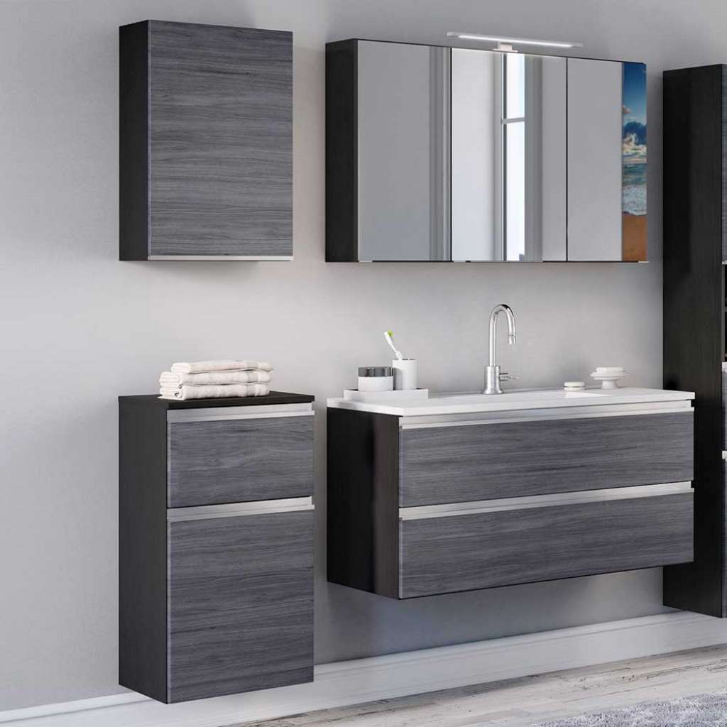 Badmöbel Set in Eiche Grau 140 cm breit (4-teilig)