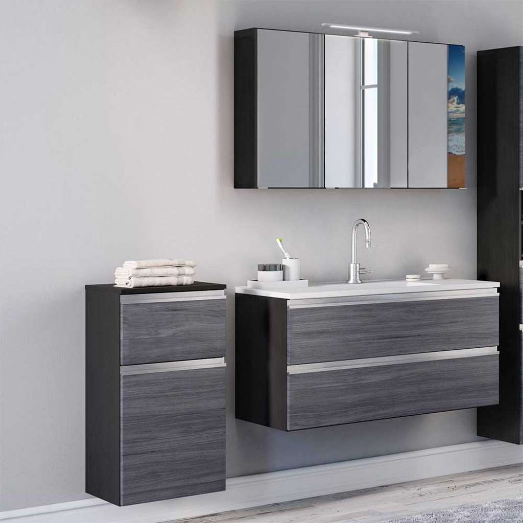 Möbel Set in Eiche Grau für Badezimmer (3-teilig)
