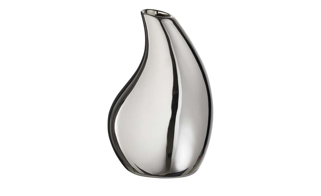 Deko Vase ¦ silber ¦ Steingut ¦ Maße (cm): B: 12 H: 18 T: 9,5 Dekoration > Vasen - Höffner