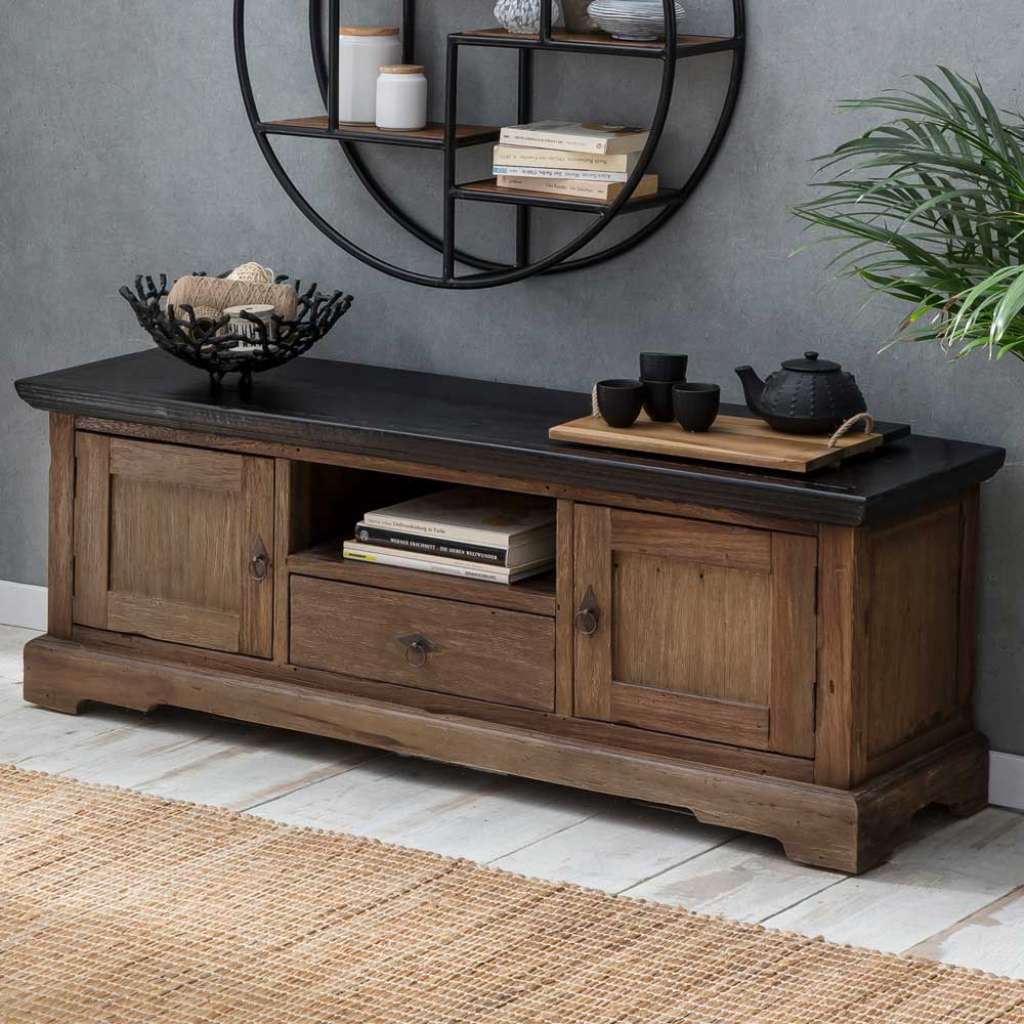 Kolonialstil TV Schrank aus Teak Recyclingholz 140 cm breit