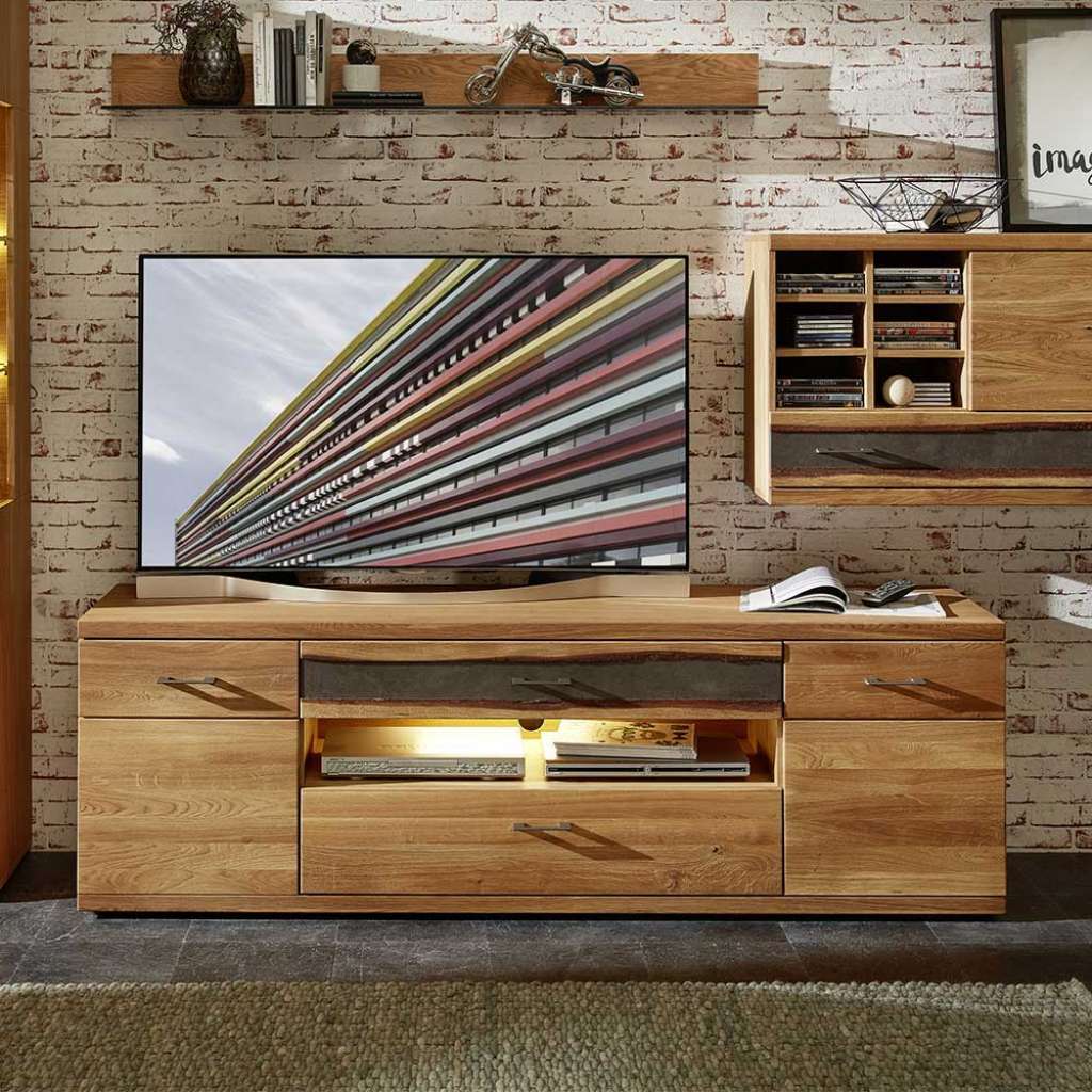 TV Board aus Wildeiche Massivholz gebürstet und geölt