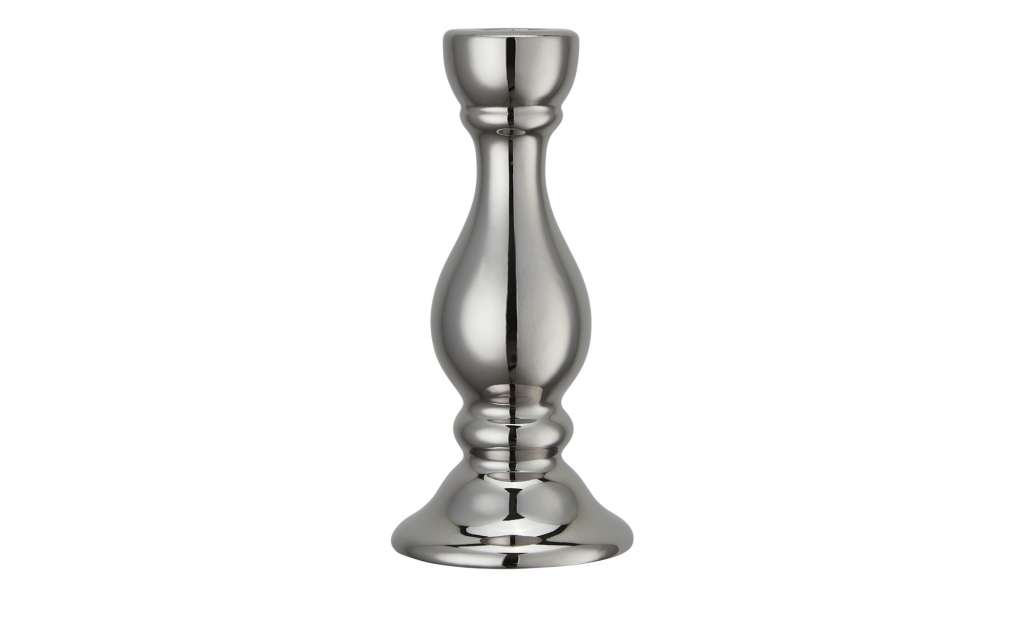 Kerzenhalter ¦ silber ¦ Steingut ¦ Maße (cm): H: 16 Ø: [7.5] Dekoration > Kerzen & Lichter > Kerzenständer - Höffner