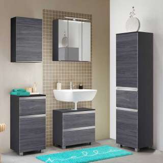 Möbel Set für Badezimmer Eiche Grau Optik (5-teilig)