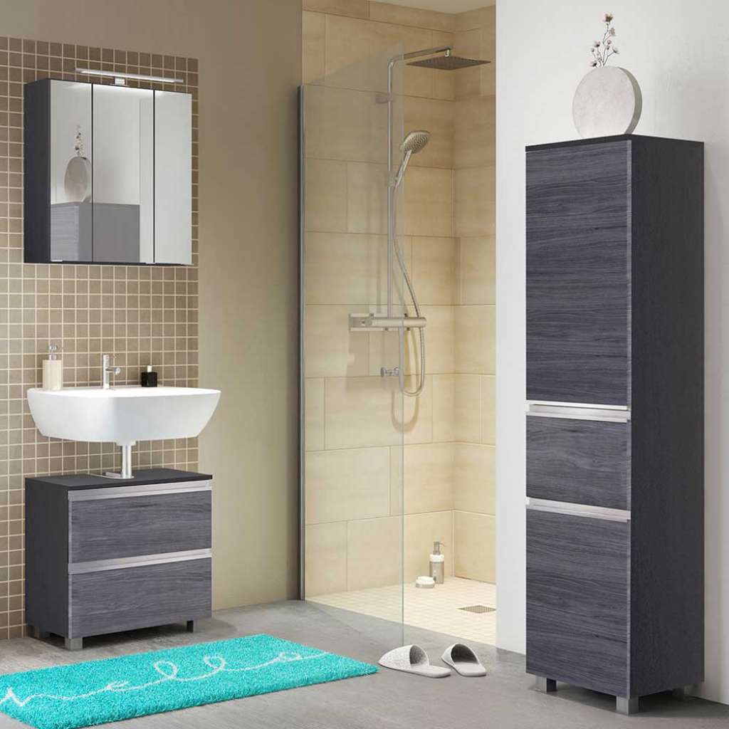 Badezimmermöbelset in Eiche Grau Optik Made in Germany (3-teilig)