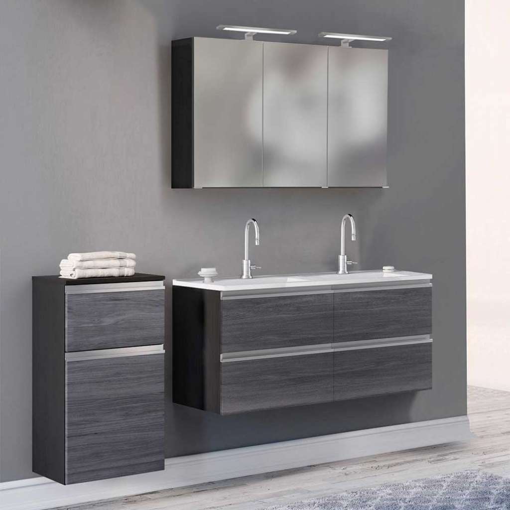 Badezimmer Set in Eiche Grau Optik Doppelwaschtisch (3-teilig)