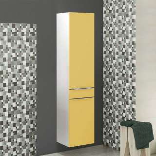 Bad Hochschrank in Gelb und Weiß 40 cm breit