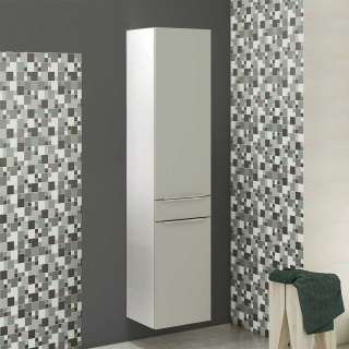 Badezimmer Hochschrank in Grau und Weiß 180 cm hoch
