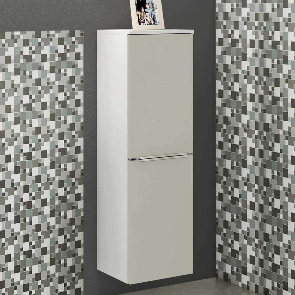 Bad Seitenschrank in Grau und Weiß 40 cm breit