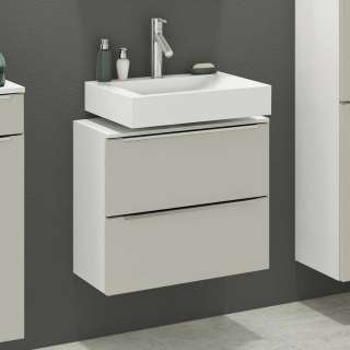 Waschtischschrank in Grau und Weiß Klappe und Schublade