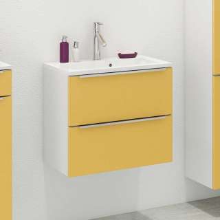 Design Waschtisch in Gelb und Weiß 60 cm breit