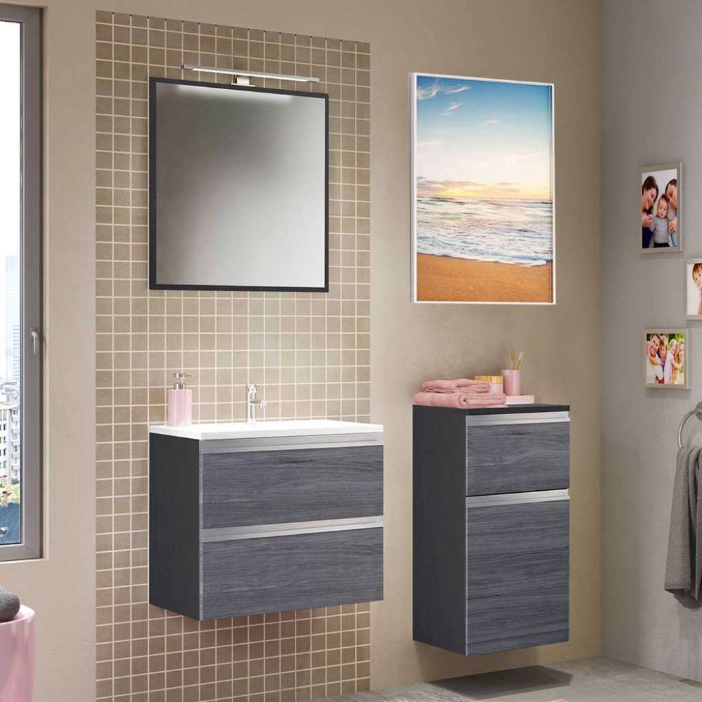 Badmöbelset in Eiche Grau Optik modern (3-teilig)