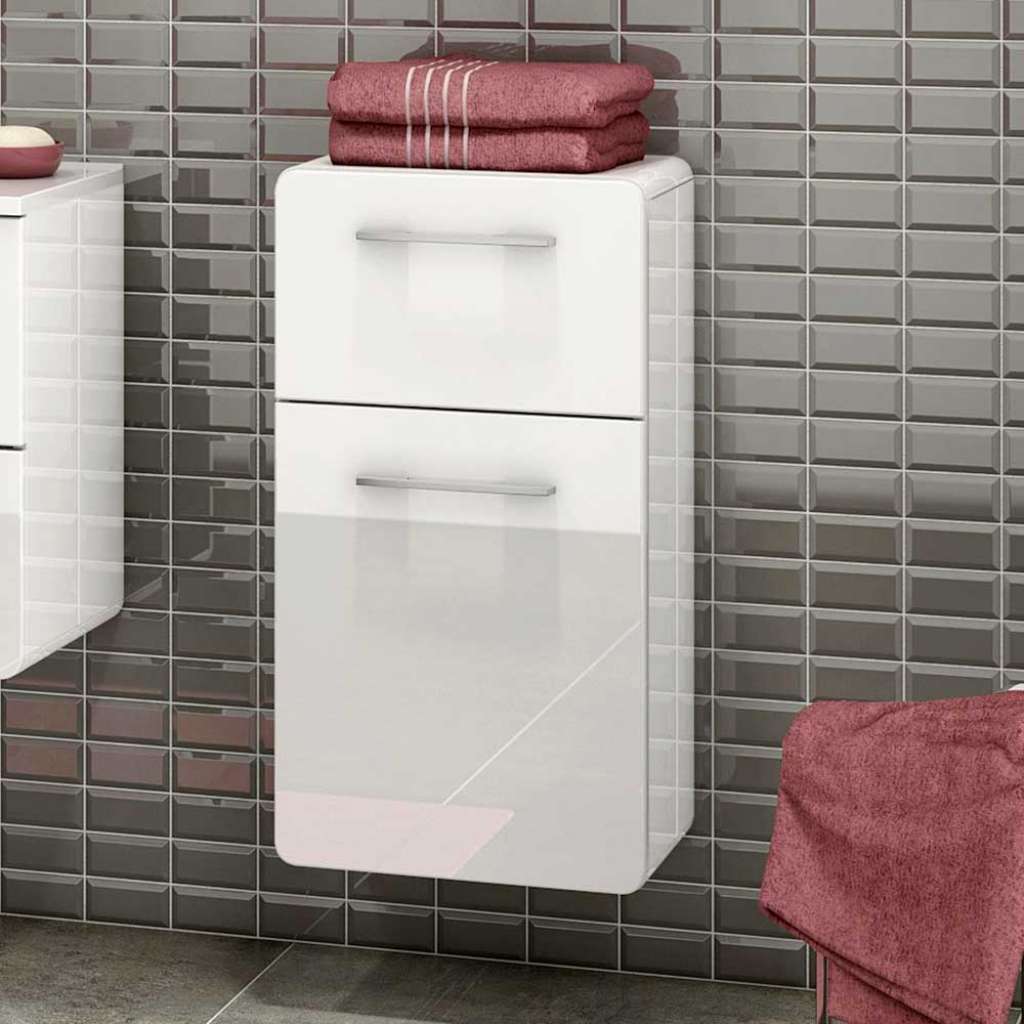 Badezimmer Unterschrank in Weiß Hochglanz 40 cm breit