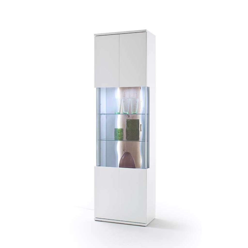 Esszimmer Vitrine in Hochglanz Weiß 60 cm breit