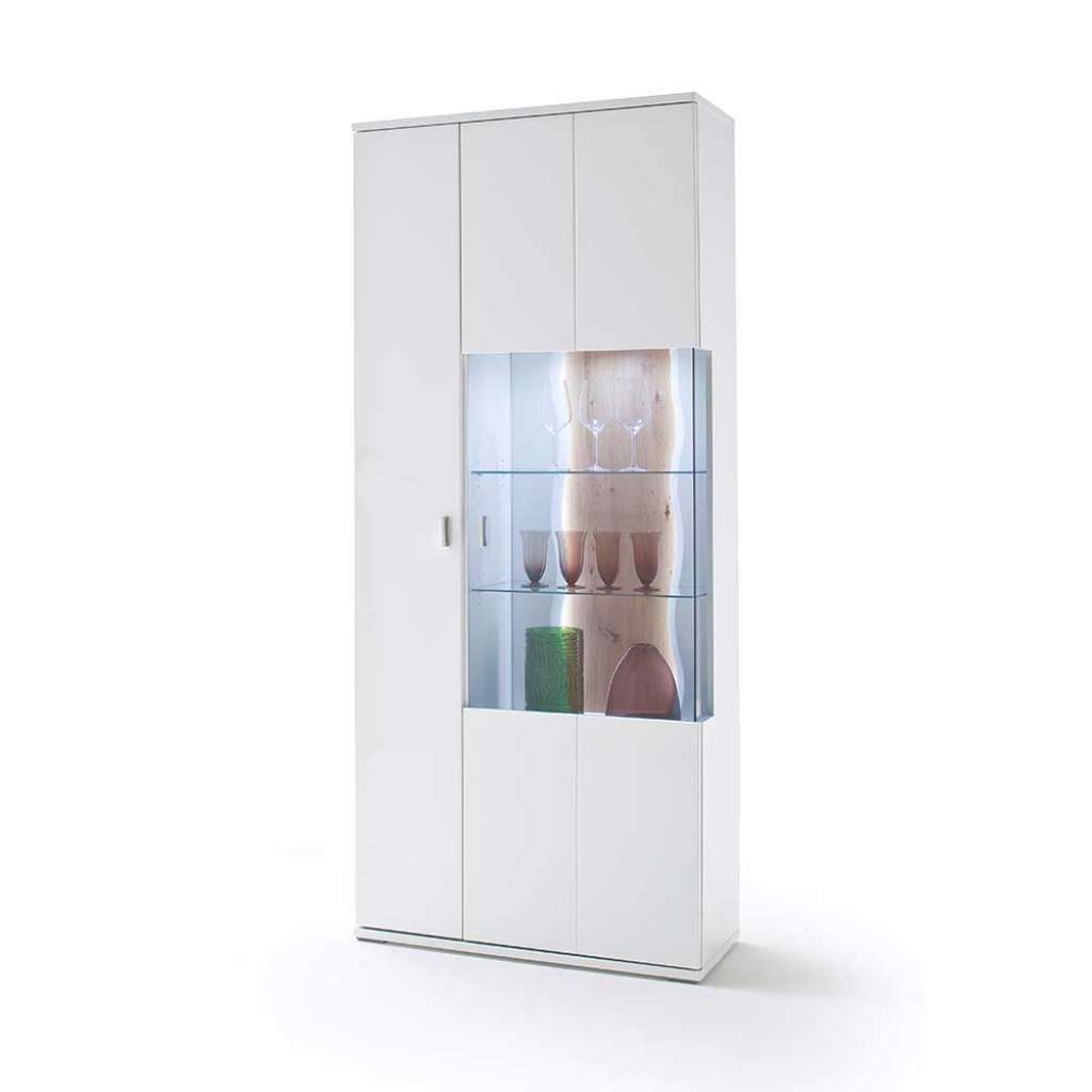 Wohnzimmervitrine in Hochglanz Weiß 90 cm breit