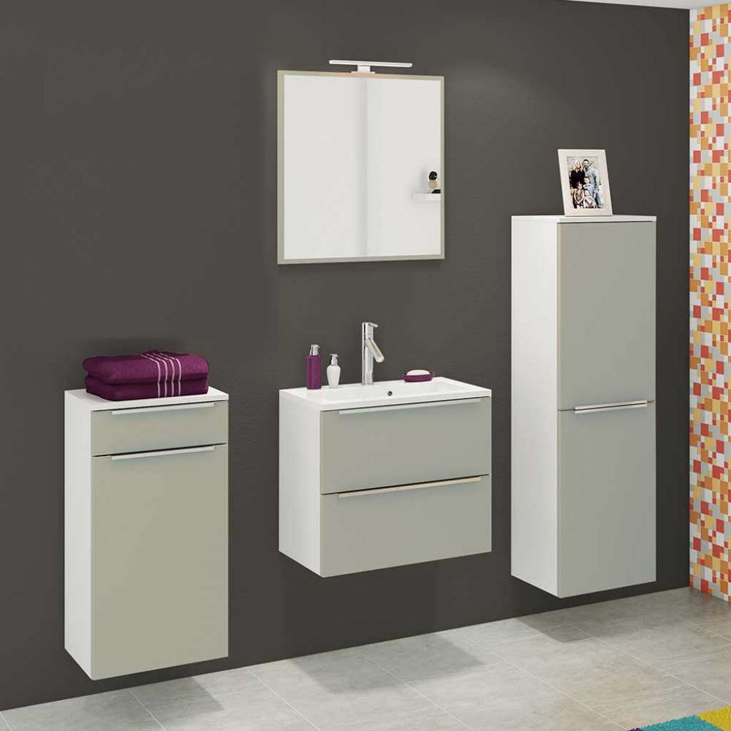 Bad Komplettset in Grau und Weiß 140 cm breit (4-teilig)
