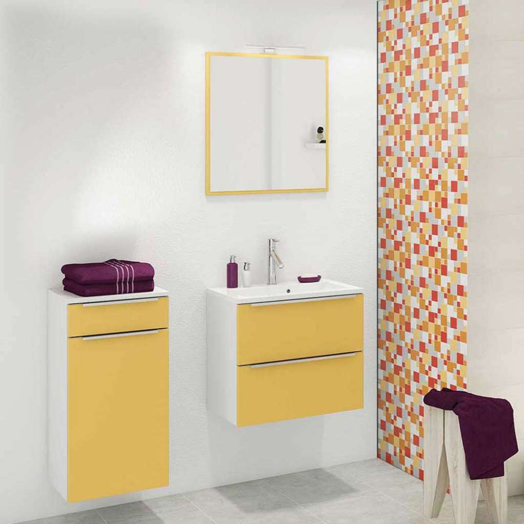 Design Badmöbel Set Made in Germany Gelb und Weiß (3-teilig)