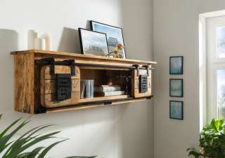 RAILWAY #165 Wandregal 130x25x35 Mango natur lackiert