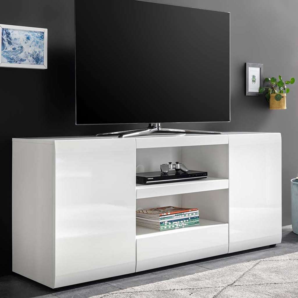 Fernsehmöbel in Weiß Hochglanz modern