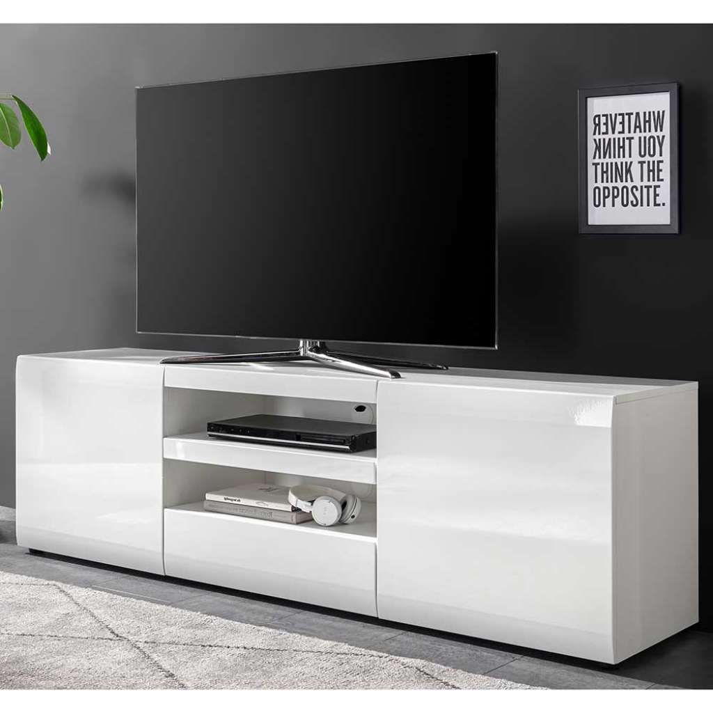 Fernseh Unterschrank in Hochglanz Weiß modern