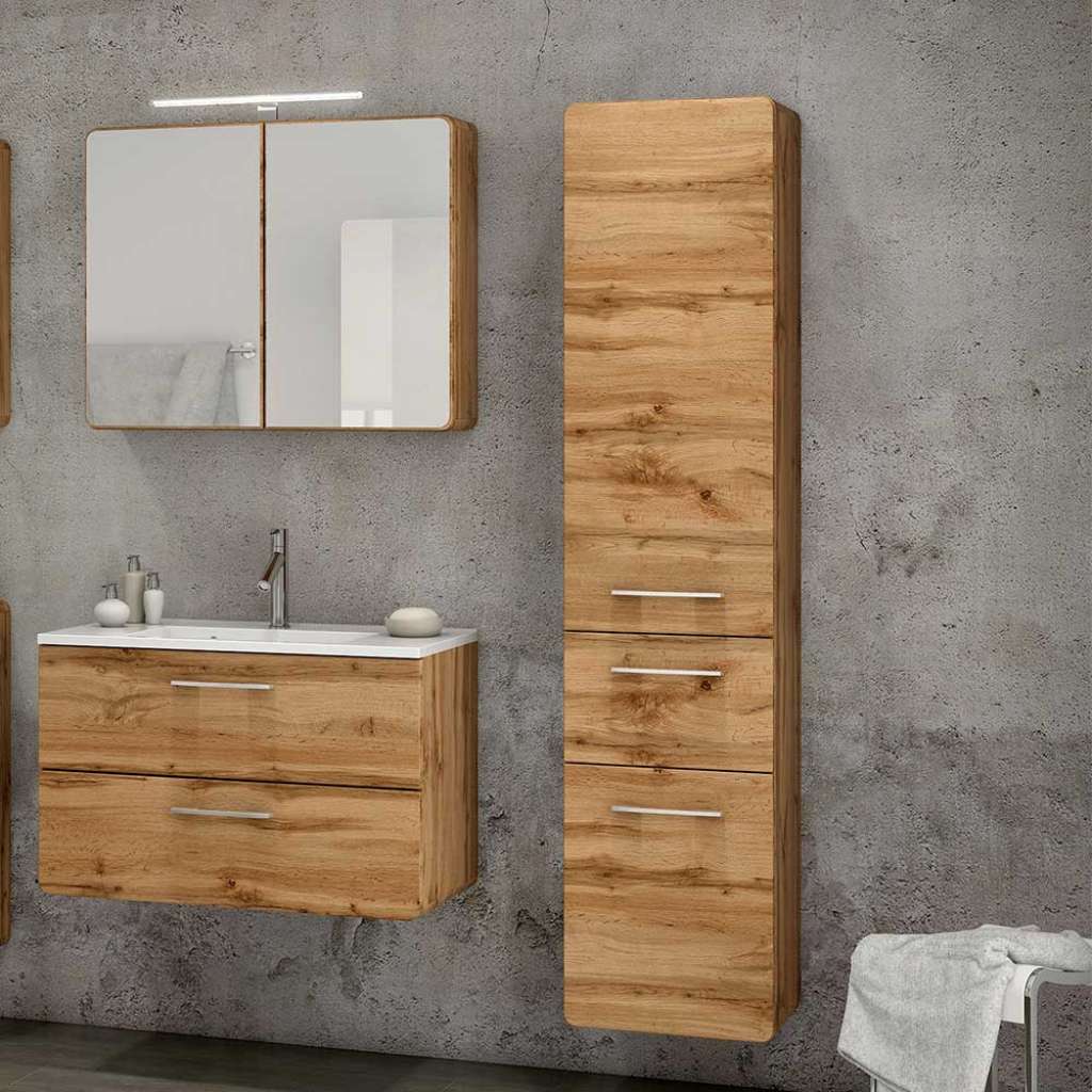 Badezimmerset in Wildeichefarben 120 cm breit (3-teilig)