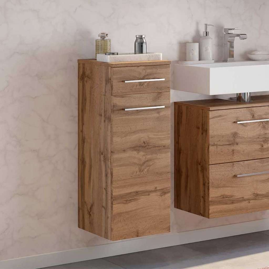 Badezimmer Kommode in Wildeichefarben 30 cm breit