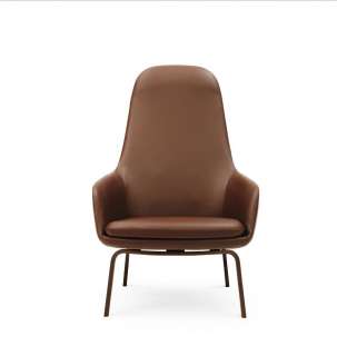 Normann Copenhagen - Era Sessel hoch mit Holzgestell - Leder Tango 41598 - Walnuss - indoor
