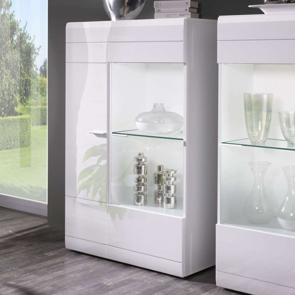 Vitrine in Weiß Hochglanz 90 cm breit