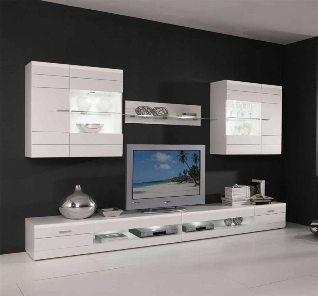 Anbauwand in Weiß Hochglanz (4-teilig)