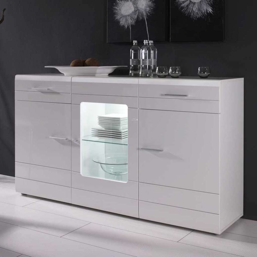 Hochglanz-Sideboard in Weiß Glas