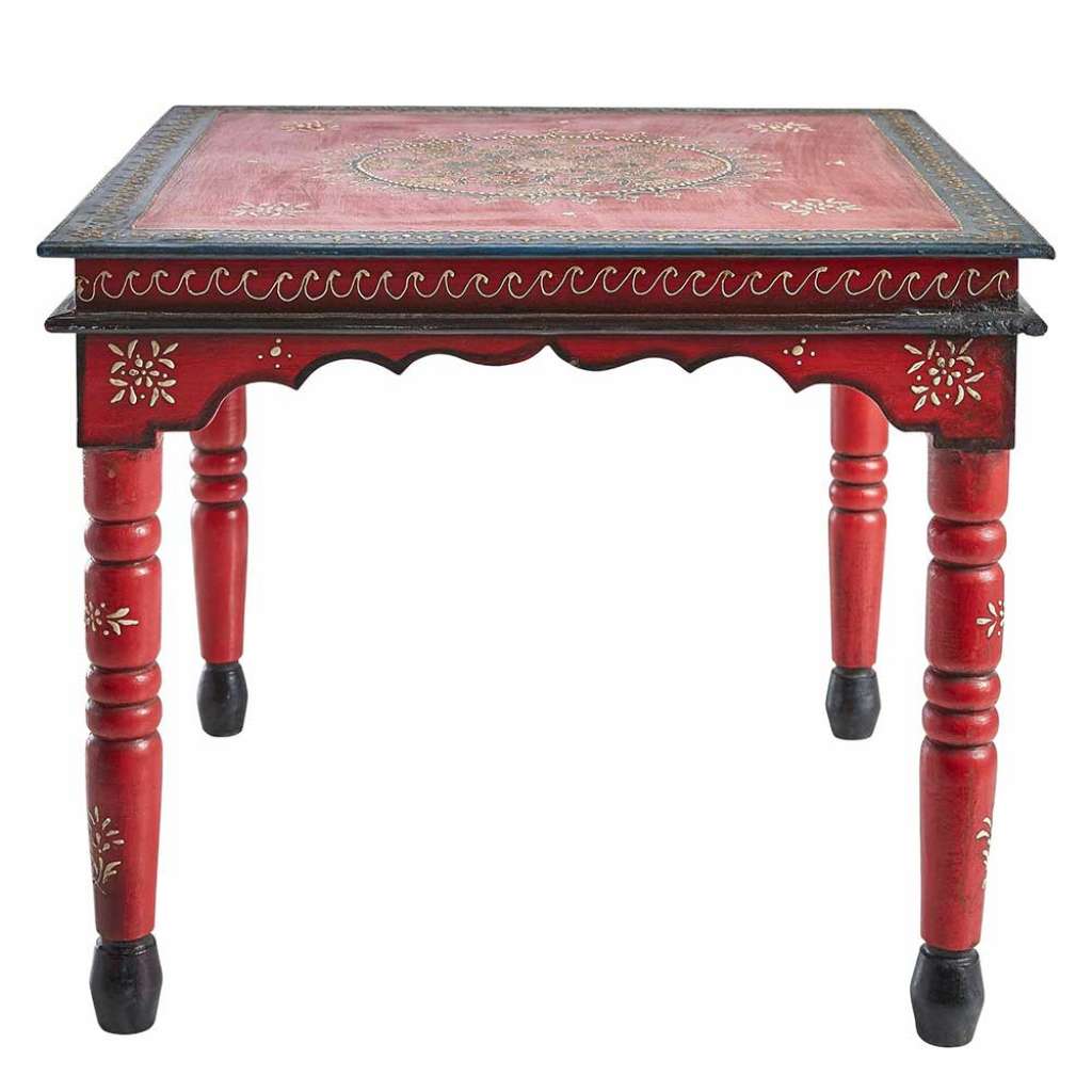 Shabby Chic Tisch in Rot und Bunt handgearbeitet