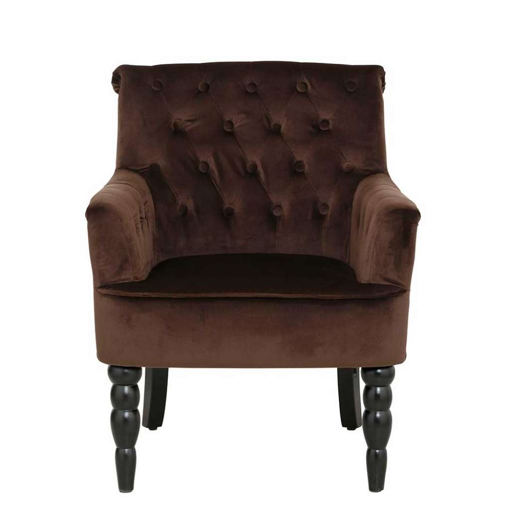 Vintage Sessel in Braun Samt Armlehnen