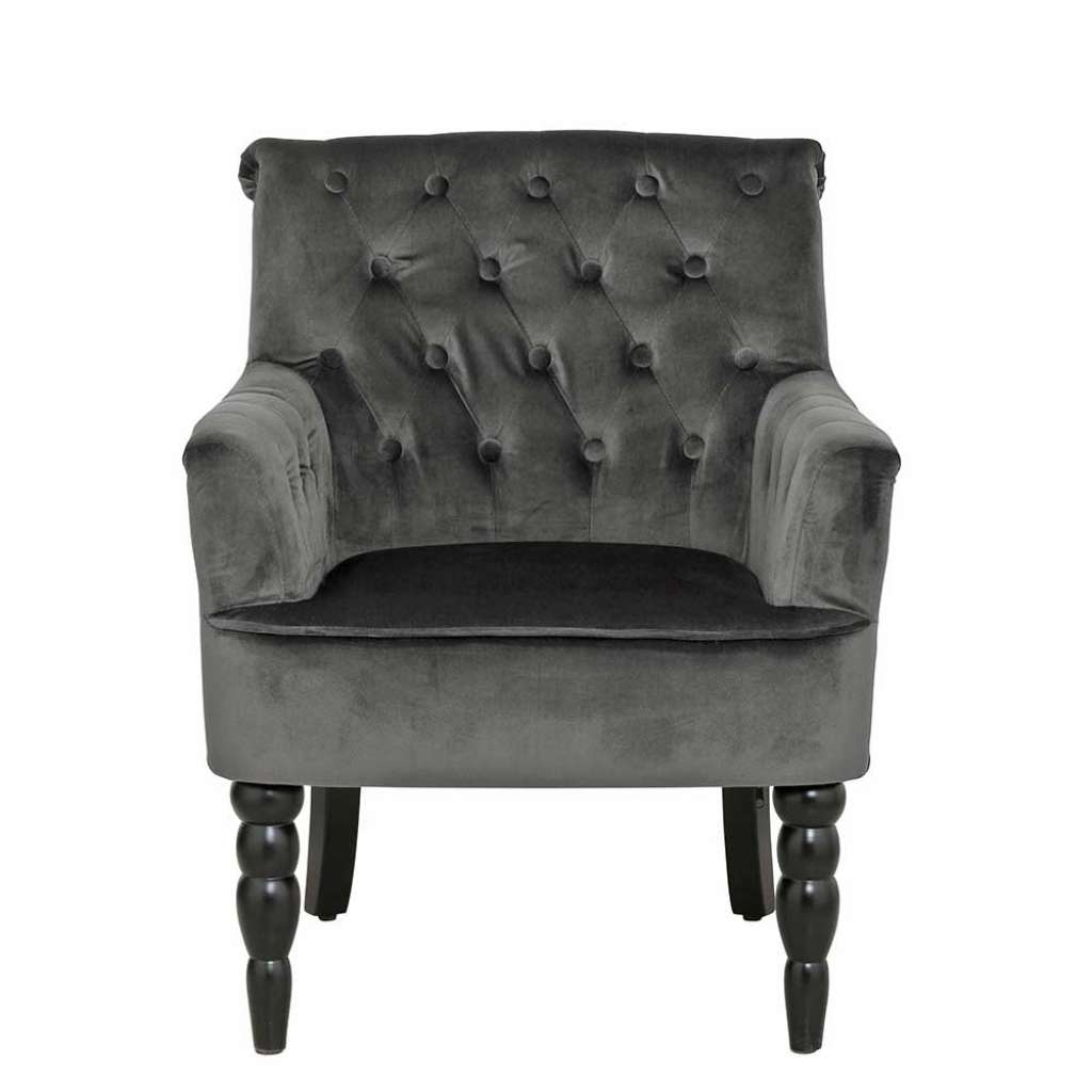 Samt Sessel in Grau Vintage Style