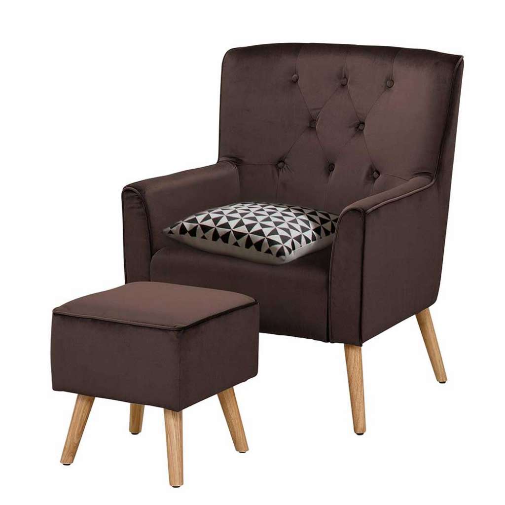 Samt Sessel in Braun Retro Design (2-teilig)