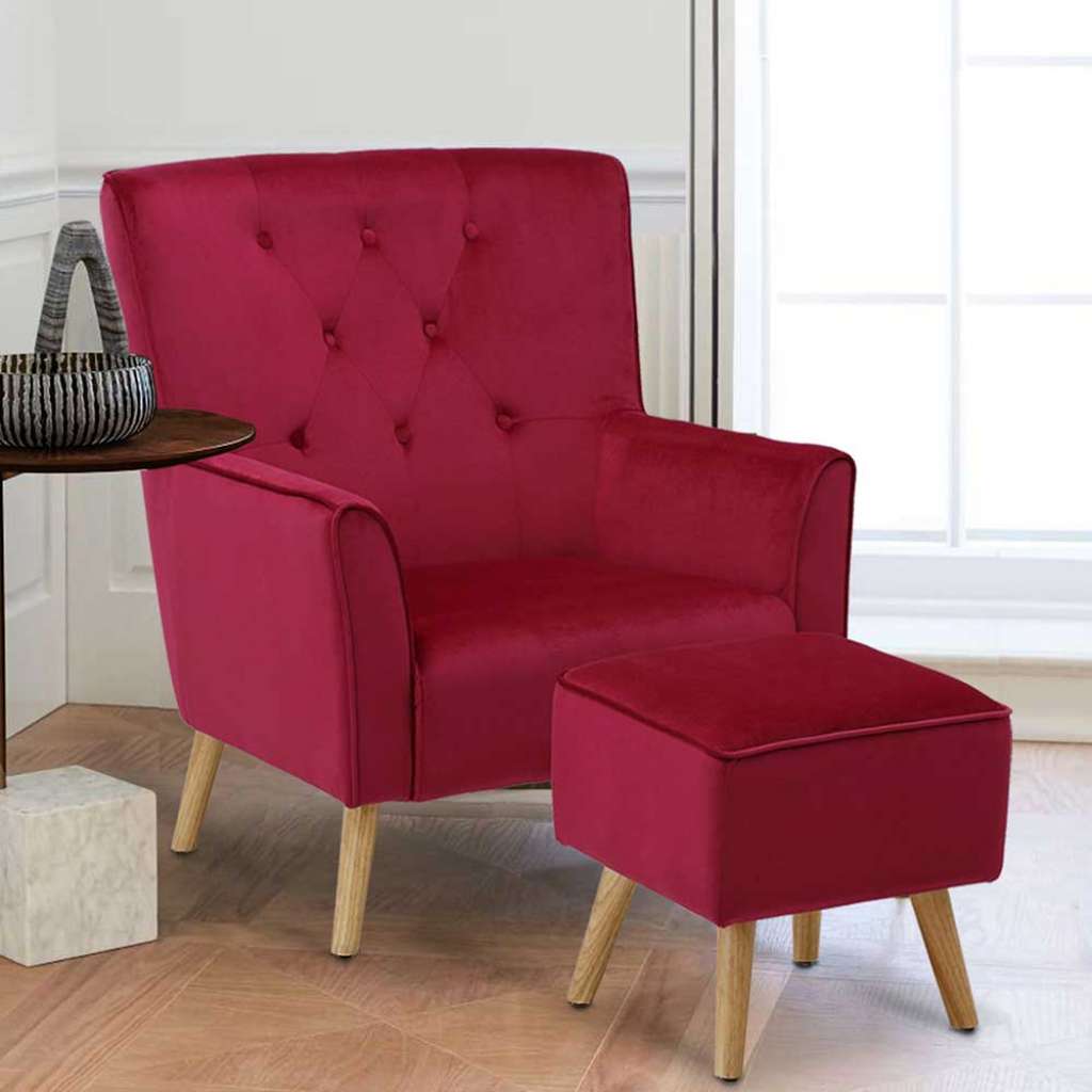 Lesesessel im Retrostil Rot Samt (2-teilig)