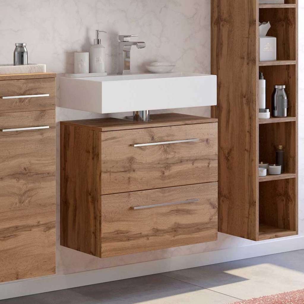 Waschbeckenunterschrank in Wildeichefarben Klappe