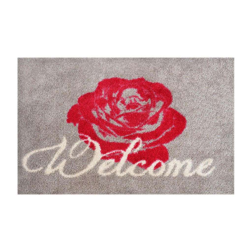 FUßMATTE Schriftzug Rot, Beige