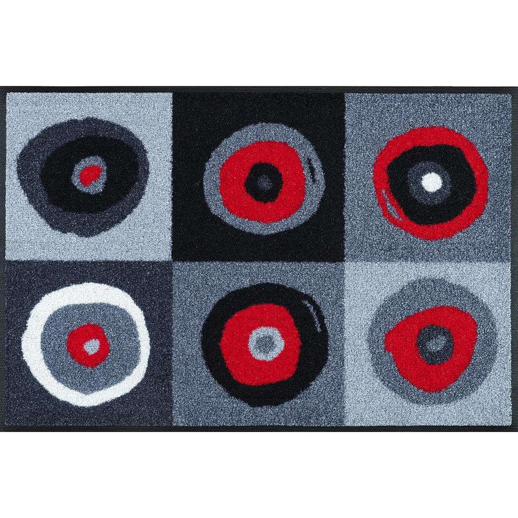 FUßMATTE 50/75 cm Graphik Grau, Rot, Schwarz