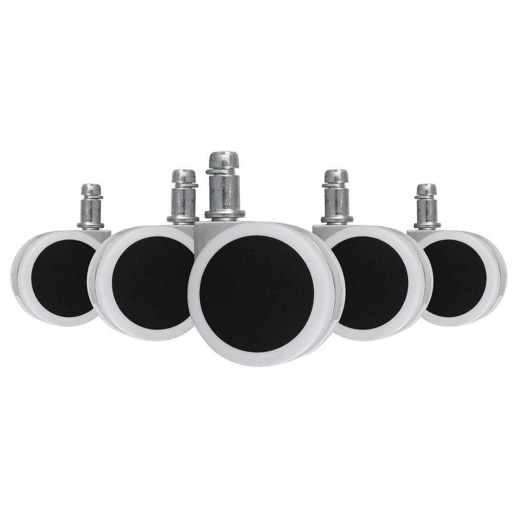 DREHSTUHLROLLE Schwarz, Weiß, Edelstahlfarben