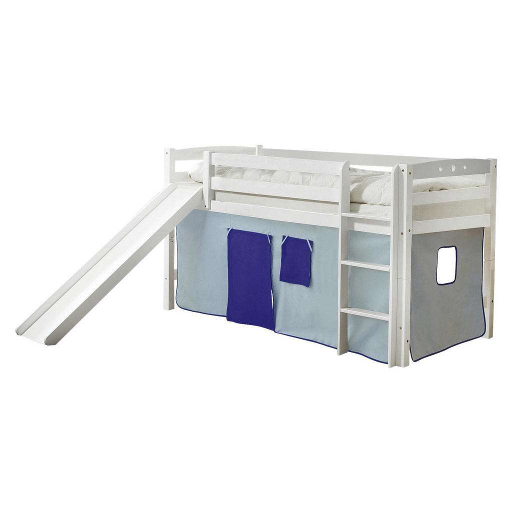 SPIELBETT Buche massiv 90/200 cm Weiß, Hellblau, Dunkelblau