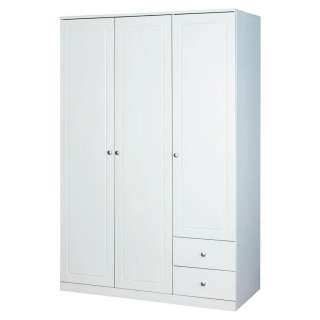 KLEIDERSCHRANK 3-türig Kiefer massiv Weiß