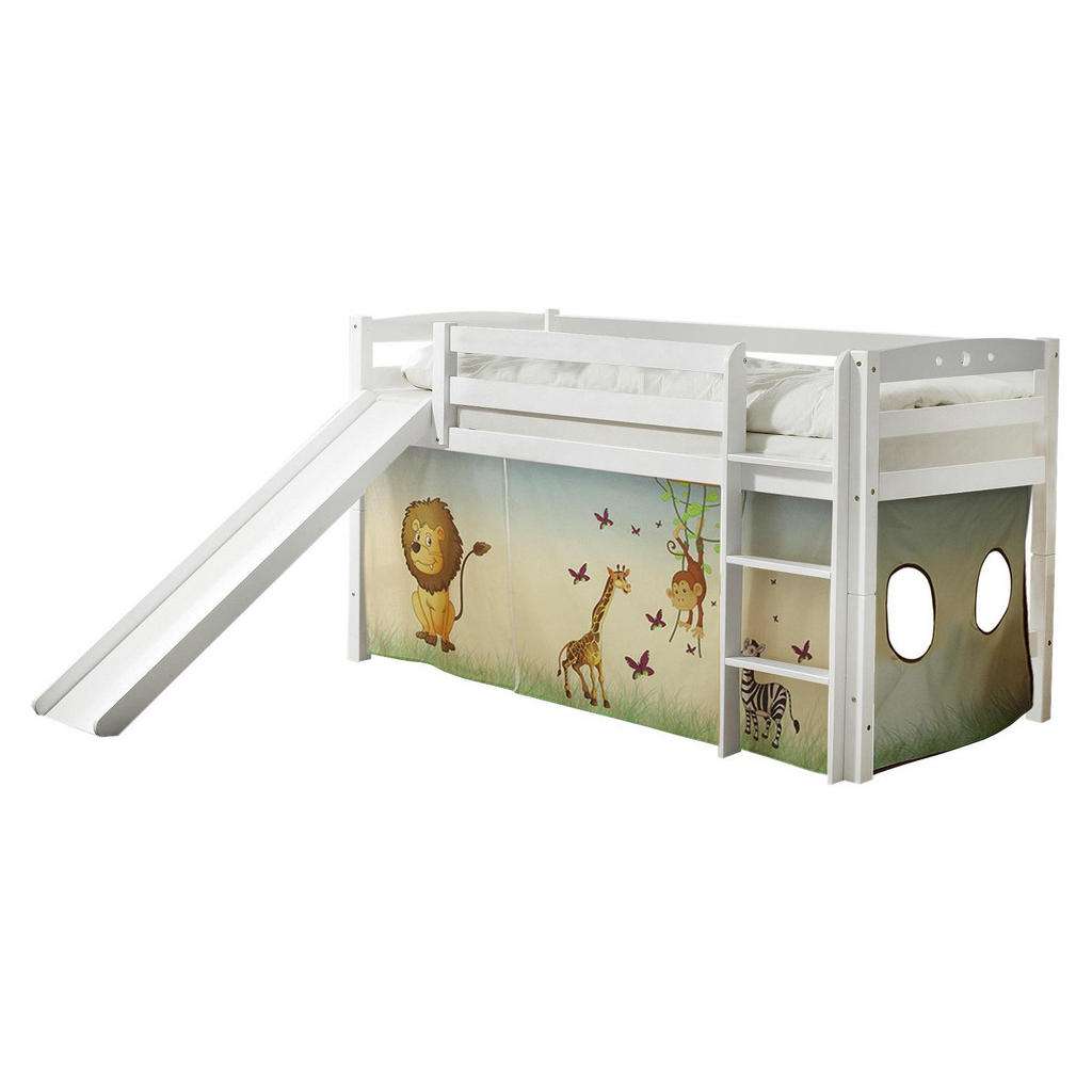SPIELBETT Buche massiv 90/200 cm Multicolor, Weiß