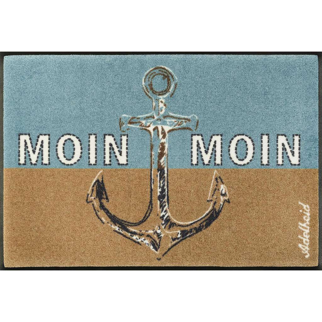 FUßMATTE 50/75 cm Graphik Hellblau, Beige